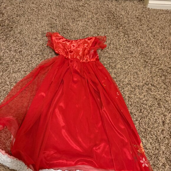 Disney Princess Nightgown 3T Red Christmas Graphic Tulle Skirt Faux Fur Trim - Picture 3 of 3